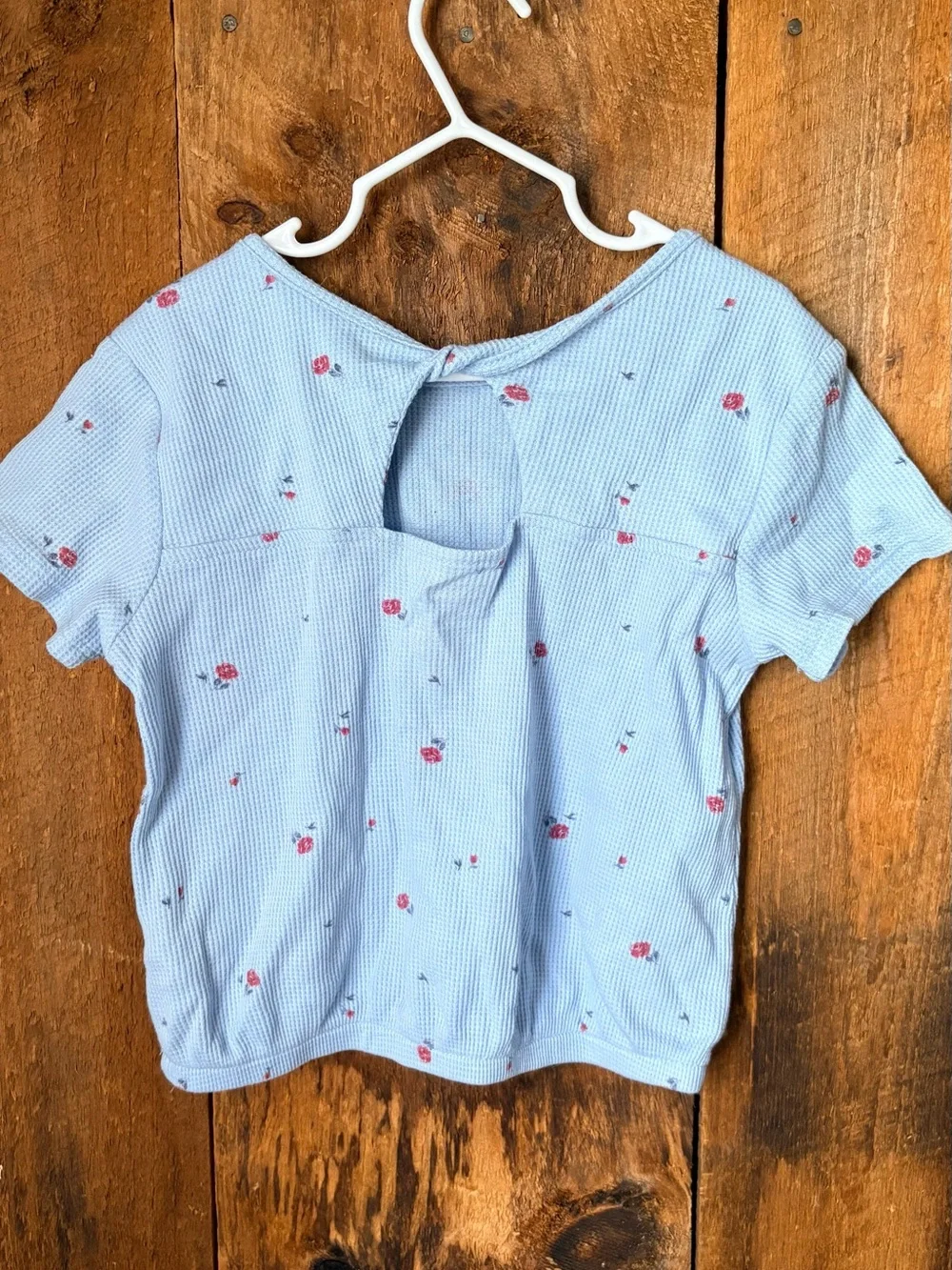 OshKosh B'gosh Light Blue Short Sleeve Top with Pink Floral Print